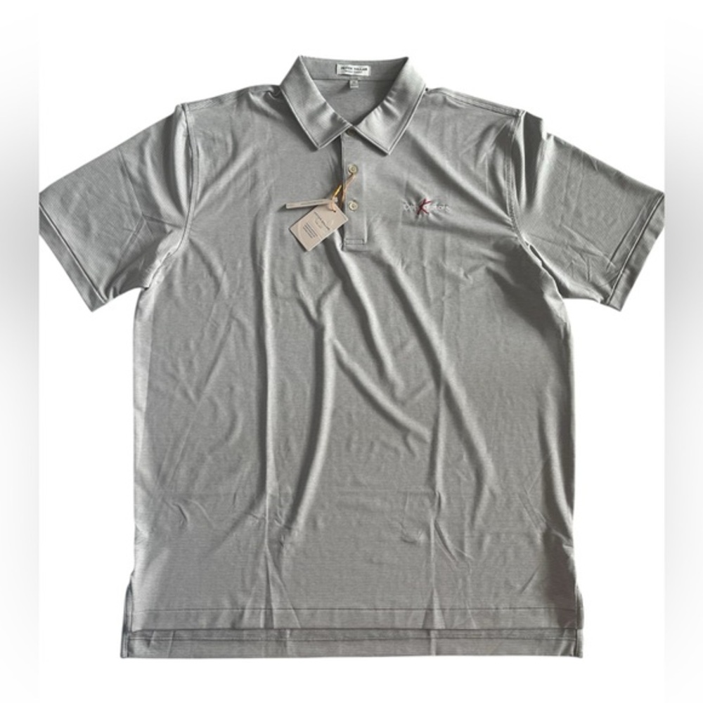 NWT Peter Millar Light Gray striped summer comfort Polo